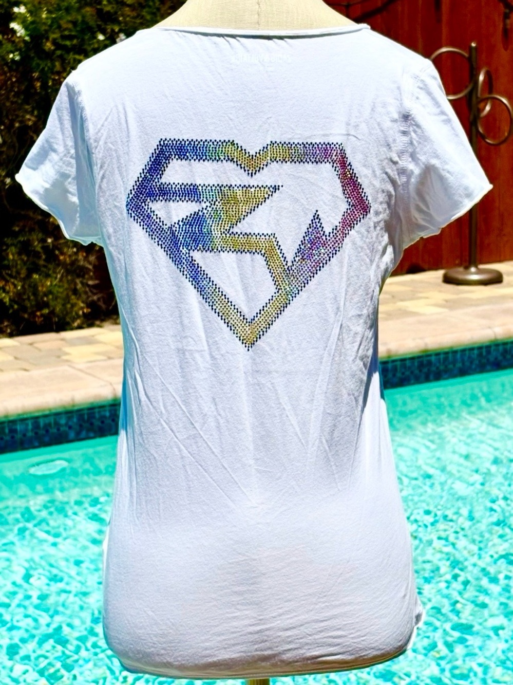 Zadig & Voltaire Tunisien distressed white strass crystal embellished logo shirt - Picture 1 of 7